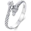 Kerraom Anello Drago in Argento S925 Regolabile - Anelli Stile Vintage Cinese Gioiello Punk per Donna, Regalo Compleanno Animale Retrò con Apertura Aperta