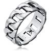 Kuzzoi Anello da uomo massiccio (8 mm) con design a forma di serbatoio, anello a fascia in argento Sterling 925, anello a catena grossa, Argento