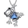 AXELUNA Collana a forma di rana da donna in argento Sterling 925 con ciondolo a forma di rana con cuore di cristallo, gioielli regalo per le donne, 20,3 x 19,1 mm, Argento sterling, Argento Sterling