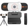 Nolansend Webcam 4K, zoom automatico, con telecomando, copertura della privacy, bilanciamento del bianco, webcam con microfono, Plug & Play, webcam 4K per PC/laptop/desktop, videochiamate, conferenze