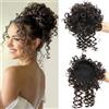 Yfsmyxgs Extension per chignon con elastico e coulisse, soffici e disordinati, con lunghi viticci ricci, capelli sintetici, per coda di cavallo, per uso quotidiano (marrone)