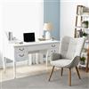 MEUBLE COSY Sedia da Ufficio con Braccioli, Poltrona da Scrivania Ergonomica Imbottita in Tessuto, Sedia da Lavoro Comoda per Studio, Home Office, Grigio