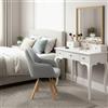 MEUBLE COSY Sedia da Trucco Girevole 360° Poltrona da Toeletta con Braccioli, Seduta Confortevole e Schienale, Gambe in Legno Massello, Grigio