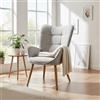 MEUBLE COSY Sedia da Lettura Scandinava in Tessuto Morbido, Poltroncina da Salotto con Braccioli, Grigio