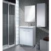 Dmora - Mobile pensile Torrance, Mobile a colonna per bagno a 1 anta, Armadio pensile sospeso con 1 ripiano, 30x25h85 cm, Bianco lucido