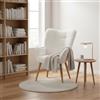 MEUBLE COSY Sedia da Lettura Scandinava in Tessuto Bouclé Morbido, Poltroncina da Salotto con Braccioli, Bianco
