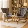 MEUBLE COSY Sedia a Dondolo Set di 2 Confortevole Poltrona Relax Imbottita in Velluto con Gambe in Legno e Metallo per Soggiorno