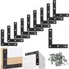 Srwoyze Staffa Angolare Piatta a Forma di L, 10 Pezzi 90 Gradi Squadrette Angolari a L con Viti 80x80mm Staffe Angolari a L Piatta Metallo per Mensola di Legno Tavolo Sedia Letti Armadi, Nero