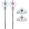 Noaxylic 2 Pezzi Accessori Principessa Set, Corona Elsa con Bacchetta Magica Glitterata, Principessa Corona e Bacchetta, per Carnival Birthday Party Festa di Halloween, Cosplay (Rosa e Blu)