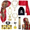 TUIBEIDAMAI Piratessa Costume Donna Accessori, Set Di Accessori Da Pirata con Bandana da Pirata, Costume Halloween Donna Piratessa, per Carnevale, Halloween, Cosplay