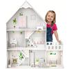 Green series Barbie casa delle bambole in legno grande 118 cm - Gioco per bambini a 3 piani casa delle bambole per bambini con mobili, luce LED, adesivi e accessori - Moderna casa giocattolo in legno regalo a