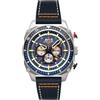 AVI-8 Hawker Hunter Orologio da pilota da uomo, cronografo Atlas Dual Time, movimento al quarzo giapponese, cassa in acciaio inox 43 mm, cinturino in pelle - AV-4100, Blu, Giapponese