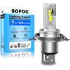 SOFOC H4 Lampadina 9003/HB2 Led 500% Più Luminosa Dei Fari Alogeni Per Moto/Auto Bianco DC 12V-18V 60W 4000Lm P43T Design Con Fascio Alto E Basso 1Pcs