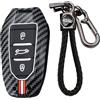 KUNIO Custodia per chiave auto, adatta per Peugeot 3008 5008 208 3008 adatta per Citroen c4 2024 2025 portachiavi in fibra di carbonio 3 tasti custodia portachiavi rosso