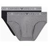 Emporio Armani Slip da Uomo Endurance, Confezione da 2, Nero, L, Grigio, L