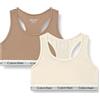 Calvin Klein 2pk Bralette, Bambine e Ragazze, Brown (Whitecapgray/Woodsmoke), 14-16 Anni