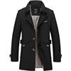 Generisch Trench Coat Uomo Corto Nero - Cappotto Uomo Inverno Caldo Cotone Giacca A Vento Con Abbottonatura Cappotti Da Uomo Giacca Invernale ispessita Confortevole Quotidiano Con Tasche Giacca