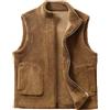Foweknow Teddy, gilet in pile da uomo, con chiusura lampo, senza maniche, giacca invernale calda, per attività all'aperto, con colletto alto, comoda giacca per le mezze stagioni, marrone, XL