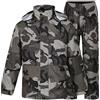 KBOPLEMQ Tuta antipioggia da uomo Camo Tracksuit 2 pezzi, impermeabile, con strisce catarifrangenti, impermeabile con cappuccio e pantaloni antipioggia, traspirante, abbigliamento da pioggia per esterni