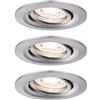 Paulmann 94295 Nova mini Plus lampada da incasso LED Coin rotonda orientabile incl. 3 faretti da incasso da 4 Watt dimmerabile ferro spazzolato apparecchio da incasso alluminio bianco caldo 2700 K
