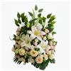 DRW Centro di fiori artificiali per matrimoni, chiese, cimiteri con rose beige e rose 72x62x34 cm