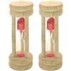 Fackelmann 9940350 - Clessidra in legno, clessidra, 3 minuti, legno, sabbia, vetro, rosso, 10 x 3,5 cm