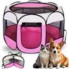 FARYODI Box per Cani 74x74x43cm, Recinto per Gatti Pieghevole, Recinti Gioco per Cane, Recinto per Gatto, Gabbia per Cucciolo, Gattini, Conigli e Piccoli Animali, Interni ed Esterni (Rosa)