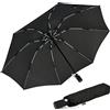iX-brella Ombrello tascabile inversa in fibra di vetro con raggi colorati, nero-bianco, 106 cm, Ombrello tascabile XXL