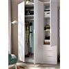 Dmora Armadio Ante e Tre cassetti con Ripiani e Barra Appendiabiti Colore Bianco, Misure in cm 121 x 51 x h180, 3