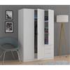 Dmora Armadio Ante e Tre cassetti con Ripiani e Barra Appendiabiti Colore Bianco, Misure in cm 121 x 51 x h180, Small