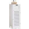 Mondeer Cassettiera Bagno, armadio da bagno stretto con cassetto e ante a lamelle in legno MDF, stile moderno, per bagno, cucina, soggiorno, camera da letto, 32 x 30 x 87 cm, Bianco