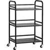 HDANI Carrello Ruote,Carrello Portaoggetti a 3 Ripiani,Nero,48x30x75cm Rete | Metallico Carrello Organizer,4 ruote piroettanti,2 freno,Carrello Multiuso per Cucina,Trucco,Bagno,Ufficio,10 kg per livelli