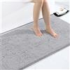 Homaxy Tappetino da bagno antiderapant,tappeto da bagno in morbida microfibra di ciniglia, tappetino da bagno assorbente, lavabile in lavatrice, 60 x 120 cm, grigio chiaro