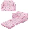 alldomess Poltroncina per Bambini 2-in-1,Cartoon Comodi Sedia Bambini | Poltroncina per Trasformabile in Lettino Stabile Divano Morbido Letto Bambina per Soggiorno Sala Giochi