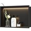 Neohomee Doccia a Muro in Acciaio Inox con Luce a LED, Doccia incorporata Nera Singola mensola portaoggetti per Bagno, 45 x 30 cm