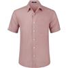 HISDERN Camicia Rosa da Uomo a Maniche Corte Camicia Elegante da Uomo vestibilità Regolare Camicia Estiva Solida con Tasca sul Petto,XL