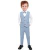Yilaku Completo da cerimonia per bambino, completo da uomo, camicia a maniche lunghe con papillon + gilet + pantaloni, 4 pezzi, completo da uomo, completo di vestiti (Blu, 110)