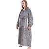 IvyH Coperta con Cappuccio, Coperta Lunga Indossabile con Tasche Flanella Soffice Sherpa Coperta TV Felpa Abito Invernale Taglia Unica per Uomo Donna Adulto