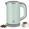 ExKeen Bollitore elettrico da viaggio, in acciaio inox, piccolo, 0,8 l, 5 minuti, cottura rapida, 600 W, mini bollitore da campeggio, nero, silenzioso, teiera in acciaio inox per tè, caffè, latte per bambini