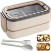WIYETY Bento Lunch Box 2 ripiani con scomparti: contenitore per il pranzo per adulti, in acciaio inox premium, senza BPA, con posate, ideale per i viaggi, adatto al microonde, per il pranzo Meal Prep