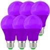 Wivety Lampadine LED Viola E27 da 9W, A60 Lampadina Colorate a LED, per Halloween Natale Party Bar (6 Pezzi)