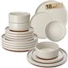 MALACASA 18 Pezzi Servizio Piatti Moderni, Set di Piatti da 6 Persone in Gres con 6 Piatti Piani, 6 Ciotole per Cereali, 6 Piatti da Dessert, Grigio - Serie LEAH