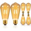 Liuyife Lampadina Led Edison Vintage Dimmerabile, 4W(Equivalente a 40W), ST64 Bianco Caldo 2200K, Filamento a Vite E27 Ambrato, Adatta Per Libreria Bar, Lampadario Camera da Letto, 6 Pezzi