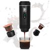 EVERANGE Macchina per caffè espresso elettrica portatile, macchina da caffè da viaggio compatibile con caffè macinato e capsule NS (nera con schermo LCD)