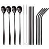 GRÄWE® - Set di cannucce in acciaio INOX, 14 pezzi, colore: Nero