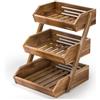 G.a HOMEFAVOR Cesto per Frutta Porta Frutta 3 Piani in Legno Di Acacia Cestino Frutta Cucina Alzatina Portafrutta a Ripiani per Verdura Snack