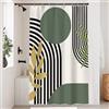 Uiiooazy Tenda Doccia Antimuffa, Tenda da Doccia 120x200cm Boho Chic Verde Salvia Astratta Foglie Verde Tende da Bagno Tessuto Lavabile Impermeabile Poliestere Tende per Vasca da Bagno con 8 Anelli