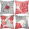 Cheekywares Set di 4 Copricuscini Divano Margherita Stampa Rosso Federe Cuscini Quadrate Decorativi Lino 40x40cm Lino per Letto Casa Soggiorno Sedia Seduta Esterno Giardino