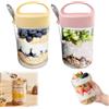 jinminamz Overnight Oats Barattoli Con Coperchio,Barattolo per Conserve Coperchio Vite 400 Ml Barattolo per Marmellata Fatta In Casa barattolo Cucchiaio Alimenti, Decapaggio Cucchiaio Alimenti(2pz)
