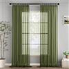 Woaboy Tende per Interni Finestre Voile Trasparenti con Fettuccia Tende a Panello Morbidi Moderne per Camera da Letto Soggiorno 2 Pezzi 140x225cm Verde Salvia